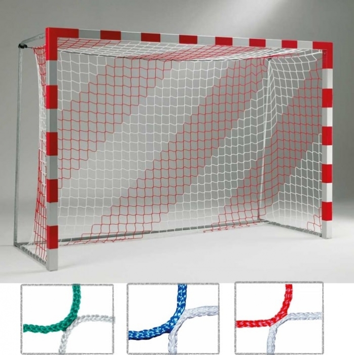 Tornetz 3,10 x 2,10 m für Kleinfeldtor 2-farbig blau/weiß in Vereinsfarben Tortiefe 80/100 cm